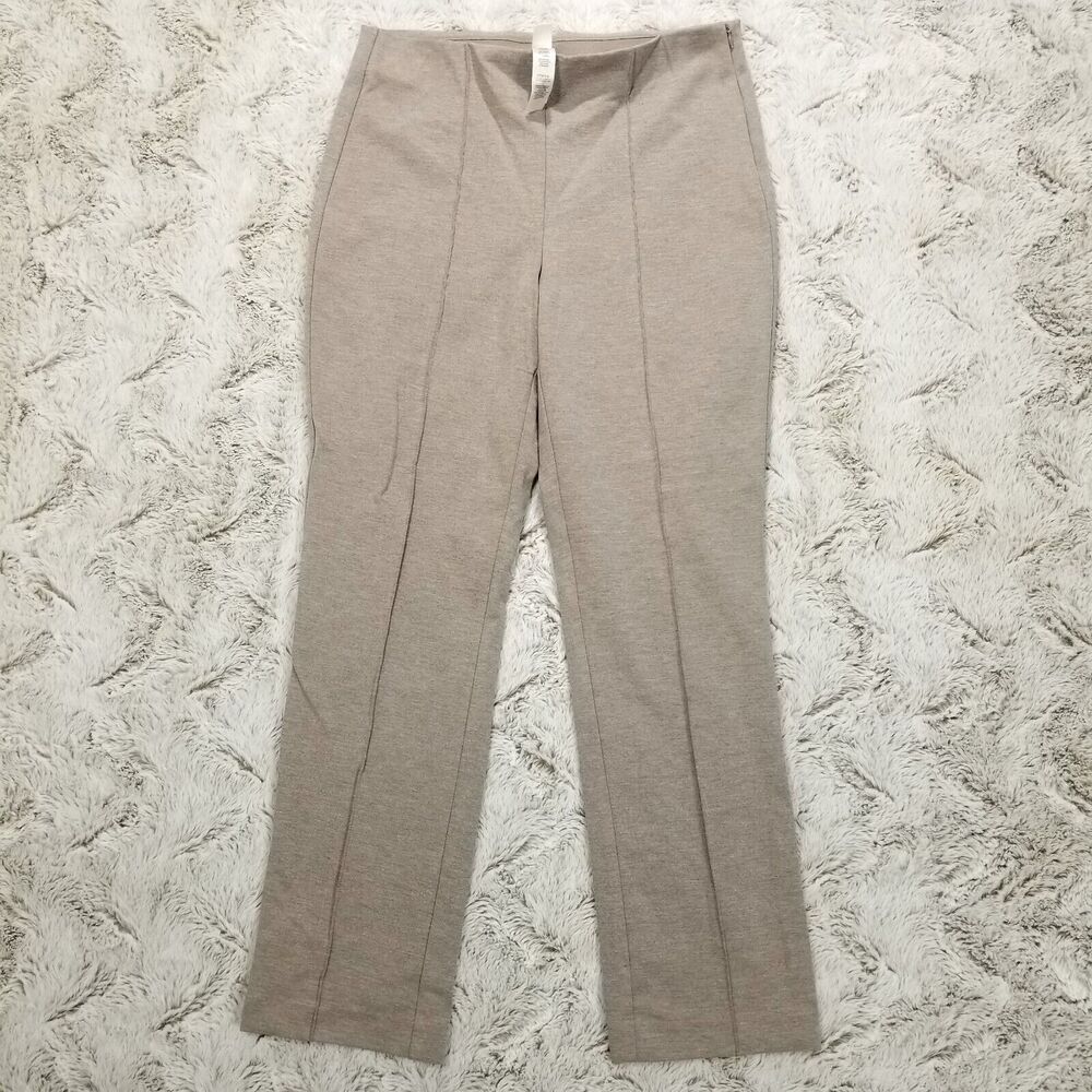 Chico's Lindy Side-Zip Pants Womens 1 Brown Straight Flat front Dark Wash
